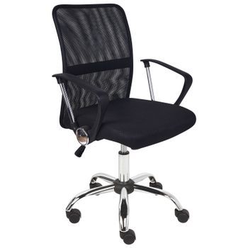 Silla De Oficina De Escritorio Giratoria Ajustable En Altura Tapicería De Malla Negro Best