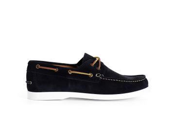 mocasines de hombre con cordones en ante y suela barco blue