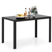 costway mesa de comedor de vidrio para 4 personas mesa de cocina con marco metalico mesa cuadrada muebles de cocina 120 x 70 x 75 cm negro