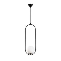 lampara de techo negro y tulipa de cristal opal