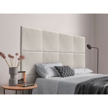 Dhome Cabecero Tapizado Para Camas De 95cm Compuesto De Paneles Autoadhesivos Intercambiables De Pana Premium Cama Lujo Dormitorio Acolchado (blanco