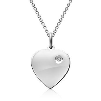 Colgante cadena plata corazón circonita