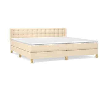 Cama box spring con colchón tela color crema 200x200 cm botones