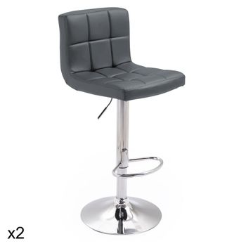 2 taburetes de bar en polipiel gris