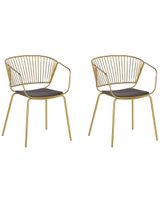 conjunto de 2 sillas de comedor  metal dorado