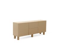 aparador beige con relieve ondulado en puertas y cajones