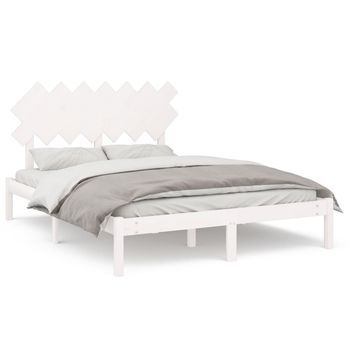 Estructura De Cama Madera Maciza Blanco 140x200 Cm