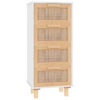 aparador blanco madera pino maciza y ratan natural 40x30x90 cm