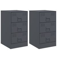 pack 2 uds mesitas de noche  mesa auxiliar  mesilla gris antracita 345x39x62 cm