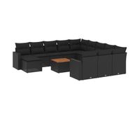 vidaxl set de sofas de jardin y cojines 13 pzas ratan sintetico negro