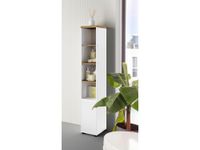mueble con 1 puerta y 3 estantes en mdf blanco y roble