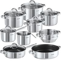 bateria de cocina 15 piezas ollas cacerolas cazo vaporera y tapas