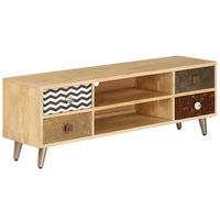 mueble tv  mueble de salon  armario tv de madera de mango maciza 120x30x40 cm