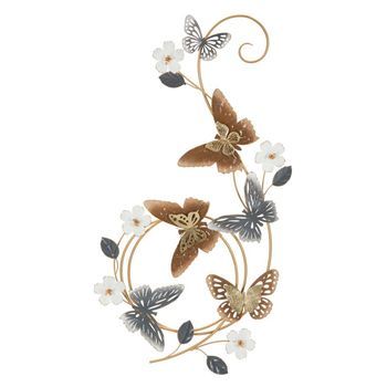 Panel Decorativo Mariposas De Metal Multicolor 45,1x5,1x87,6 Cm