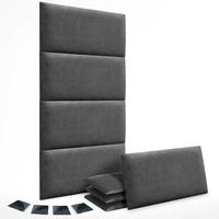 dhome juego de 8 paneles tapizados de tela autoadhesivos para pared acusticos absorbentes proteccion impactos cabeceros gris ceniza 50x40cm x8