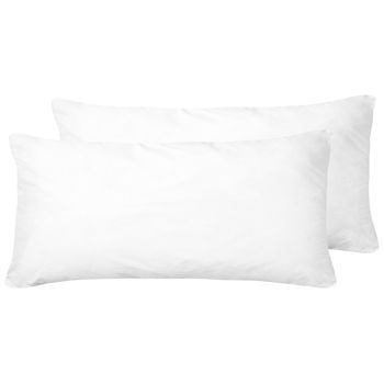Conjunto De 2 Almohadas Tradicional Funda De Microfibra Blanca Relleno De Poliéster De Perfil Bajo 40 X 80 Cm Errigal