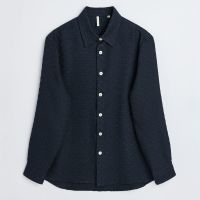 sunflower studio floral appliqued mesh shirt - l