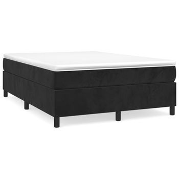 Cama Tapizada 203x140x35 Cm Contrachapado, Madera Procesada - Negro