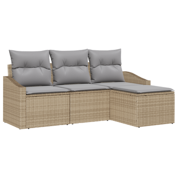 Conjunto De Sofá De Jardín De 4 Uds Con Cojines Beige Poliratán Cfw703797