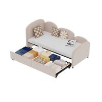 sofa cama twin size - con cajones de almacenaje tapizado de terciopelo - rosa