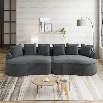 Sofá Modular De 4 Plazas Sin Marco, Tela De Chenilla Gris, Espuma 32d, 320x114x67 Cm