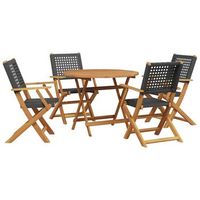 set de comedor de jardin 5 piezas  mueble de jardin ratan pe madera maciza negro
