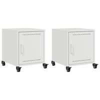juego de 2 mesitas de noche con ruedas con compartimento con puerta 36 x 39 x 435 cm acero blanco dec034864