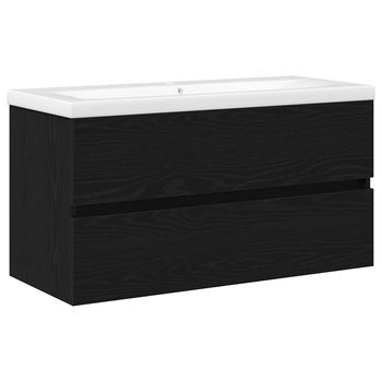 Armario De Lavabo | Gabinete De Lavabo Para Baño Roble Negro 90 X 39 X 62 Cm
