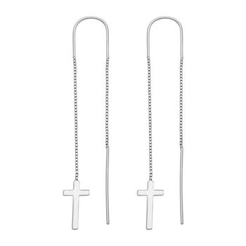 Pendientes cruz símbolo plata 925