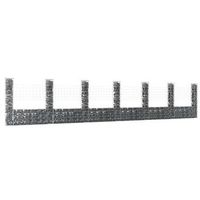 cesta de gaviones  gavion para piedras  gavion decorativo forma de u 7 postes de hierro 740x20x150 cm cfw262558