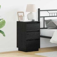 armario de noche - mueble para dormitorio - madera de ingenieria - roble negro 39x345x65cm