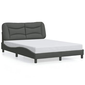 Estructura De Cama Sin Colchón Hvar Tela Gris Oscuro 140x190 Cm Vidaxl