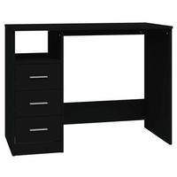 mesa de escritorio   escritorio de despacho  escritorio cajones madera contrachapada negro 102x50x76 cm