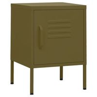 pack 2 uds mesitas de noche  mesilla de noche verde oliva acero 35x35x51 cm