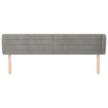 Cabecero Cama Mueble De Dormitorio De Terciopelo Claro 163 X 23 X 78/88 Cm Gris M02_0008117