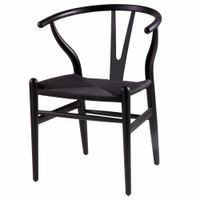 silla de comedor nordica con estructura y asiento negros