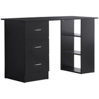 homcom escritorio de computadora mueble de oficina 3 cajones deslizantes  3 estantes gran escritorio 120x49x72 cm mdf negro   aosom espana