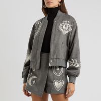 never fully dressed midnight romance brushed bomber jacket - xl