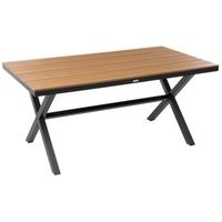 mesa de jardin metal aluminio 6 plazas resistente a la intemperie patio exterior negro tiano