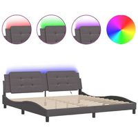 cama matrimonial  cama para adulto  estructura de cama con led sin colchon zadar gris 200x200 cm