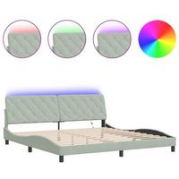 estructura de cama con led sin colchon terciopelo gris claro 200x200 cm vidaxl