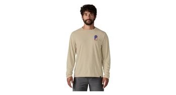 Camiseta manga larga hombre patagonia cap cool daily graphic beige