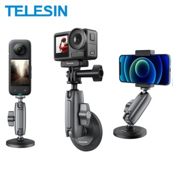 TELESIN Aleación de Aluminio Magnético 360 °   Soporte de cámara de acción con adaptador ajustable 1/4 para teléfono inteligente GoPro Insta360 DJI OSMO Action