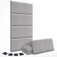 dhome juego de 8 paneles tapizados de tela de lujo pack autoadhesivos para pared acusticos absorbentes proteccion silver grey 50x50cm x8
