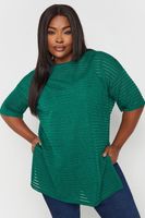 yours camiseta verde rayas de tejido malla mujer curvy y tallas grandes yours