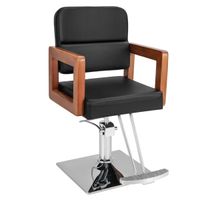 costway silla de peluquero hidraulica de 95-110 cm con apoyabrazos de madera giro de 360 ajuste de altura y bomba hidraulica para salon negro