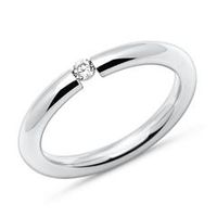 anillo de tension de acero inoxidable para mujer con gema