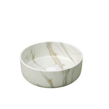 Lavabo Redondo - Baño - Cerámica - Blanco Mate (36x36x12cm)