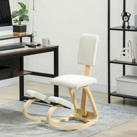 silla ergonomica de rodillas de madera lino homcom 51x84x93 cm crema
