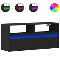 mueble de tv de pared con luces led negro 100x31x45 cm vidaxl